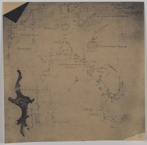 214984 Opmeting van een dorpels, lijsten en roeden in het pand van het Diaconie Weeshuis der Nederduitsch Hervormde ...